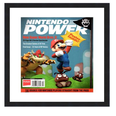 CountryArtHouse Nintendo Magazine Solid Wood Picture Frame - Complete with Acrylic, Backing, and White Mat - Display Magazines Measuring 8" x 11"