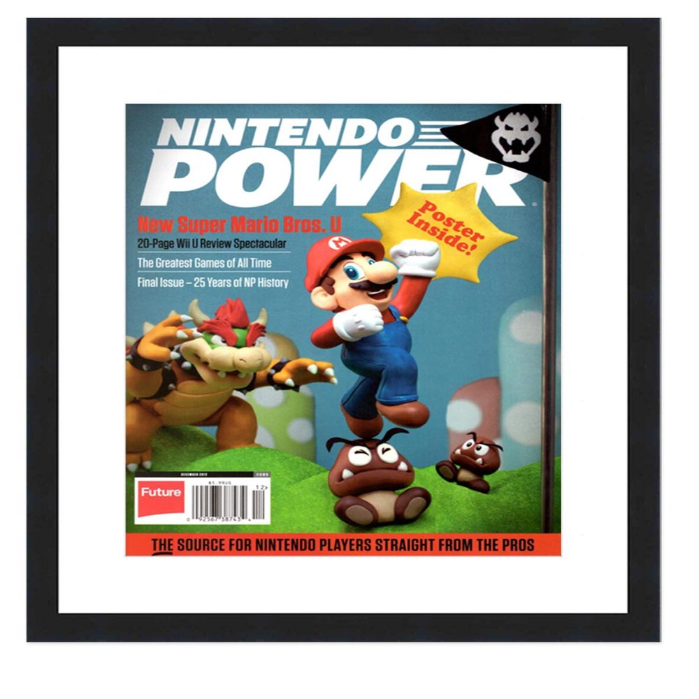 CountryArtHouse Nintendo Magazine Solid Wood Picture Frame - Complete with Acrylic, Backing, and White Mat - Display Magazines Measuring 8" x 11"