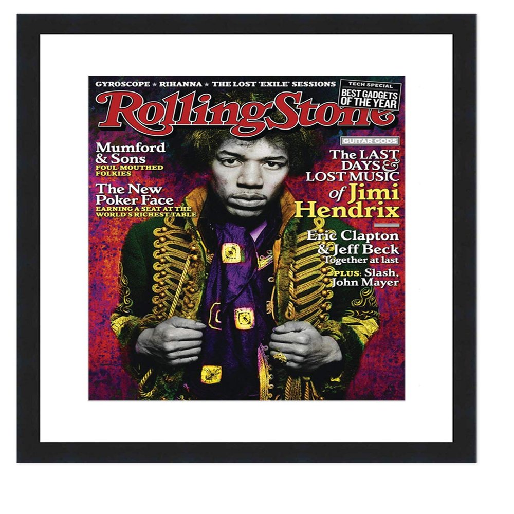 CountryArtHouse Rolling Stone Magazine Frame (Pub.1980-2008 and 7/18-Current) - Acrylic, Backing, White Mat - Fits Magazine Size 10"x12"