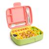 Munchkin Lunch Bento Box for Kids and Toddlers, Includes Stainless Steel Utensils, BPA-Free, 18 Months and Up, Pink/Green/Yellow view 1