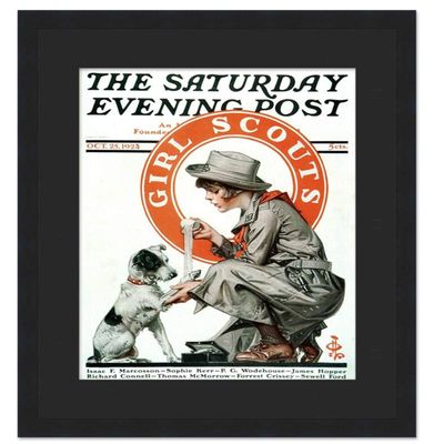 CountryArtHouse Saturday Evening Post Magazine Display Solid Wood Frame - UV Acrylic, Backing, and Black Mat - Fits Magazines Sized 10.75" x 13.75"
