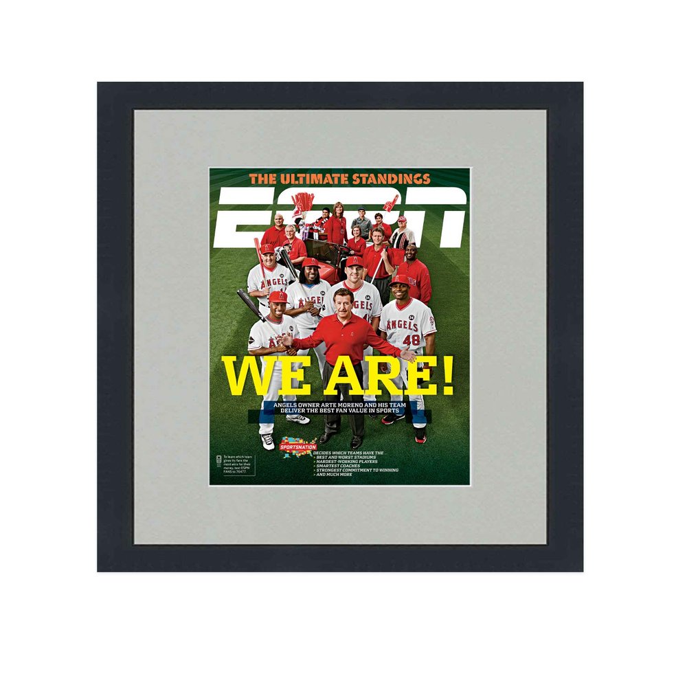 CountryArtHouse ESPN Magazine Display Solid Wood Frame - Complete with Acrylic, Backing, and Grey Mat - Fits Any Magazine Measuring 10" x 12"