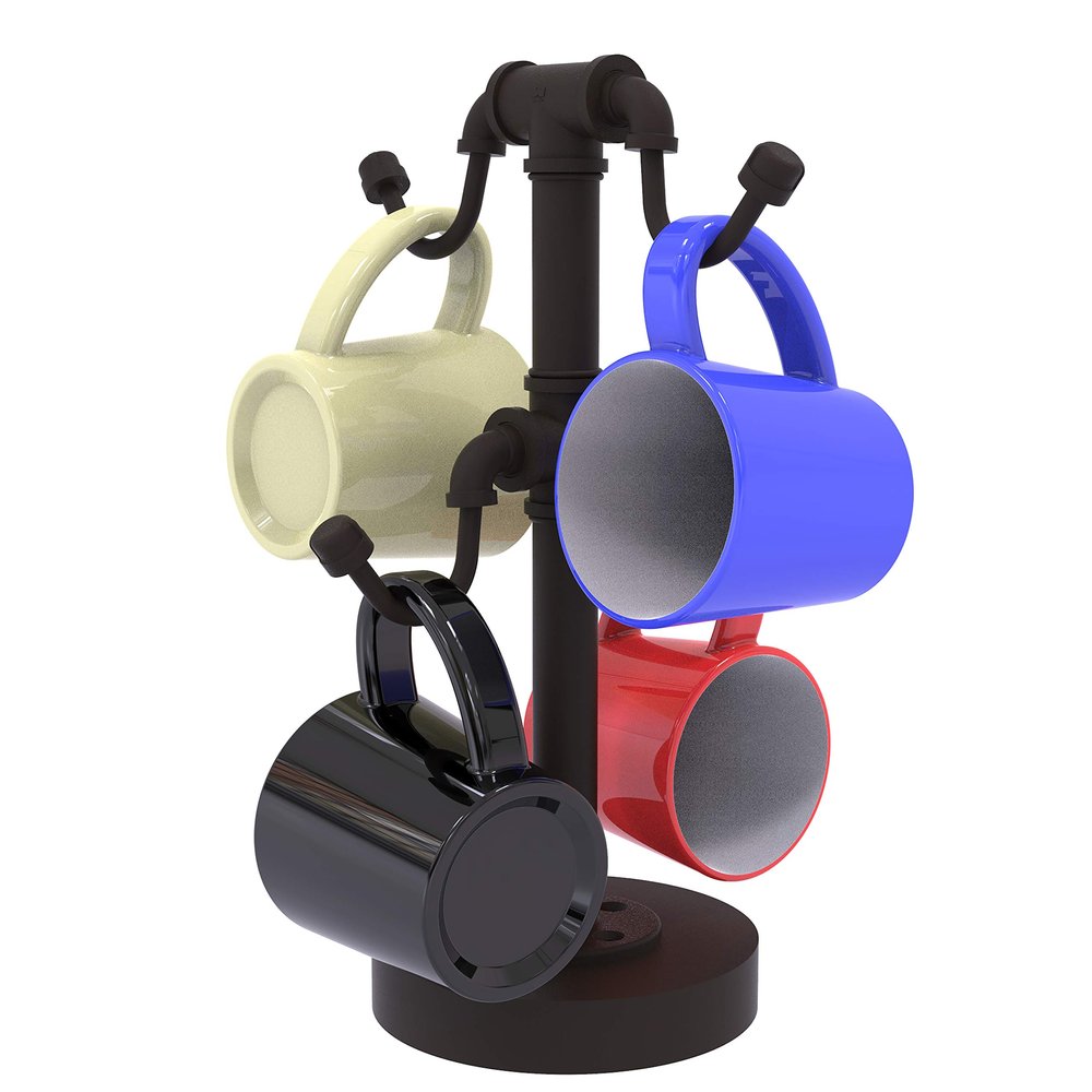 Allied Brass Pipeline Collection Countertop 4 Coffee Mug Holder, Oil Rubbed Bronze
