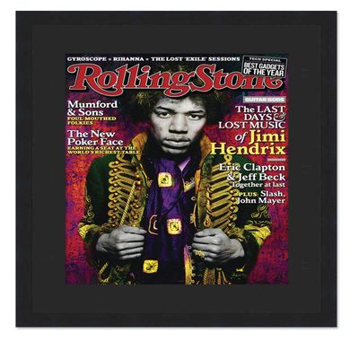 CountryArtHouse Rolling Stone Magazine Display Solid Wood Frame (pub.10/08-6/18) Acrylic, Backing, and Black Mat - Fits Magazines Sized 8" x 11"