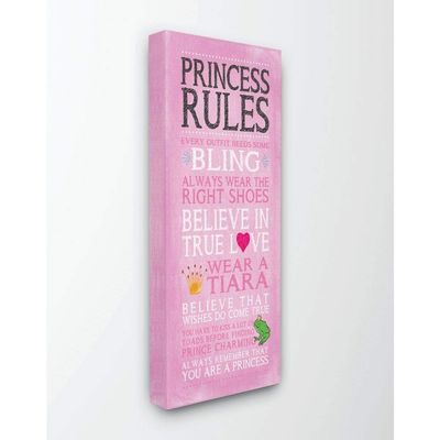 The Kids Room by Stupell Pink Princess Rules Canvas Wall Art, 20x48, Multi-Color