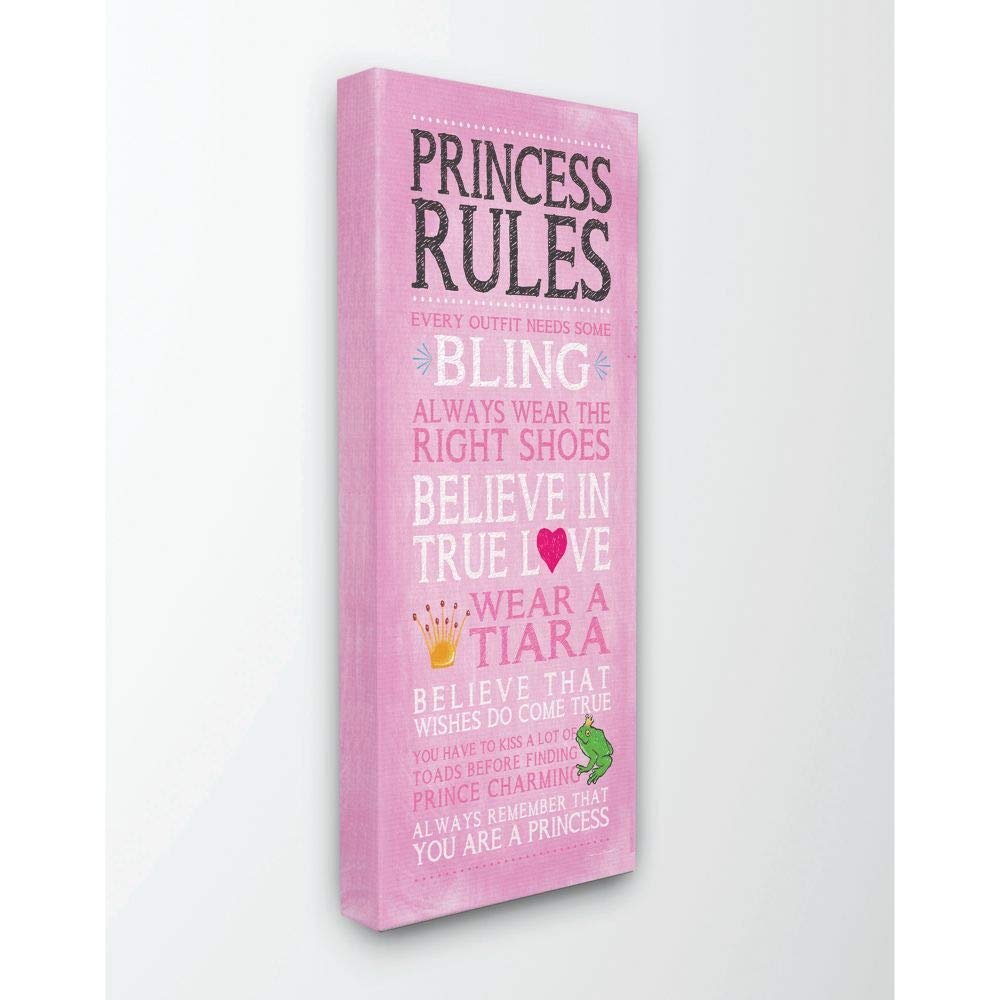 The Kids Room by Stupell Pink Princess Rules Canvas Wall Art, 20x48, Multi-Color