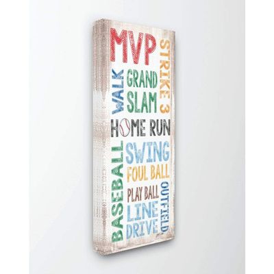 The Kids Room by Stupell Home Run Baseball Typography Canvas Wall Art, 17x40, Multi-Color