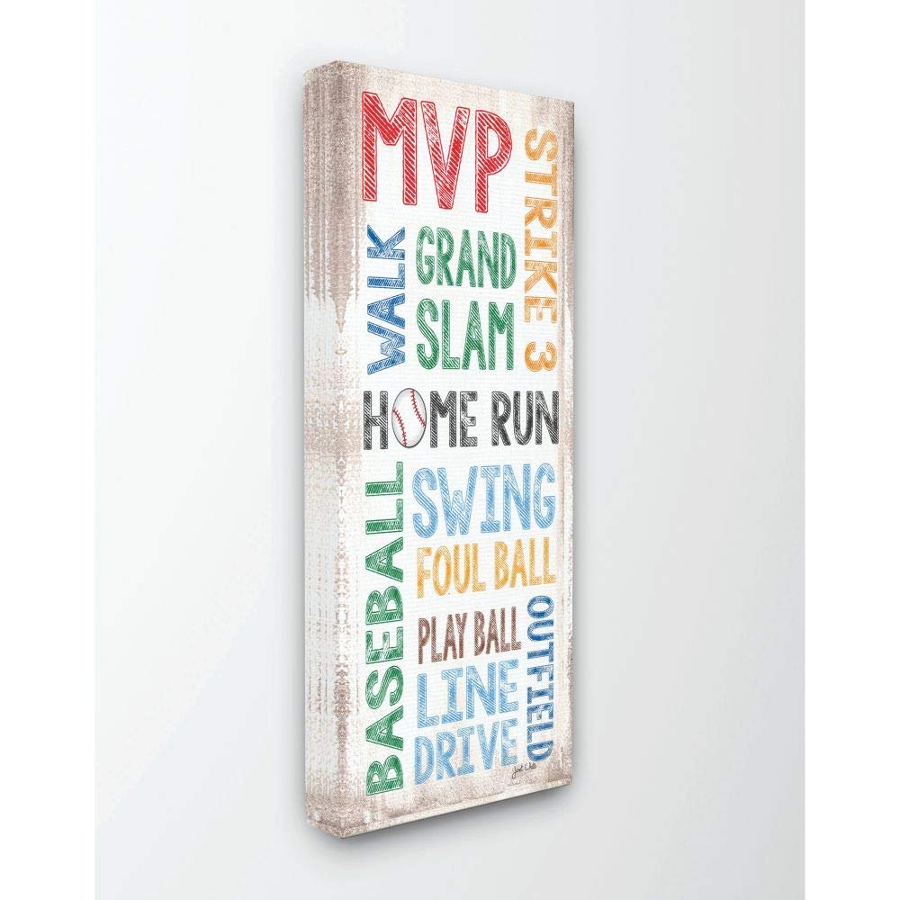 The Kids Room by Stupell Home Run Baseball Typography Canvas Wall Art, 17x40, Multi-Color