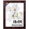 US Art Cherry 18x34 Picture Frame .75" Inch Wide - Cherry Wall Decor Handmade Solid Wood Frames with Preinstalled Hangers and UV Blocking Plexiglass 34x18 Frame view 1