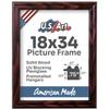 US Art Cherry 18x34 Picture Frame .75" Inch Wide - Cherry Wall Decor Handmade Solid Wood Frames with Preinstalled Hangers and UV Blocking Plexiglass 34x18 Frame view 2