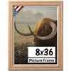 US Art Oak 8x36 Picture Frame .75" Inch Wide - Faux Oak Decor Handmade Solid Wood Frames with Preinstalled Hangers and UV Blocking Plexiglass 36x8 Frame view 1