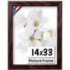 US Art Cherry 14x33 Picture Frame .75" Inch Wide - Cherry Wall Decor Handmade Solid Wood Frames with Preinstalled Hangers and UV Blocking Plexiglass 33x14 Frame view 1