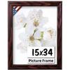 US Art Cherry 15x34 Picture Frame .75" Inch Wide - Cherry Wall Decor Handmade Solid Wood Frames with Preinstalled Hangers and UV Blocking Plexiglass 34x15 Frame view 1