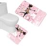 Amagical Cute Flower Fairy Girl 3 Piece Pink Bathroom Mat Set Shower Curtain Set Bath Mat Contour Mat Fabric Shower Curtain with 12 Hooks view 3