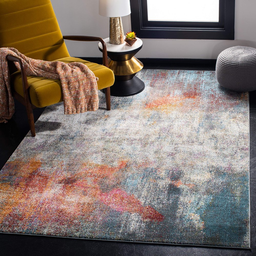 SAFAVIEH Luxor Collection Accent Rug - 2'2" x 5', Ivory & Blue, Handmade Modern Abstract, Ideal for High Traffic Areas in Entryway, Living Room, Bedroom (LUX312A)