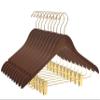 Quality Wooden Skirt Hangers with Clips, 10-Pack Smooth Solid Wood Pants Hangers with Durable Adjustable Metal Clips, Swivel Hook, Coat, Jacket, Blouse Suit Hangers (Walnut - Gold Hook, 10) view 1