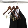 Quality Wooden Skirt Hangers with Clips, 10-Pack Smooth Solid Wood Pants Hangers with Durable Adjustable Metal Clips, Swivel Hook, Coat, Jacket, Blouse Suit Hangers (Walnut - Gold Hook, 10) view 4