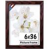 US Art Cherry 6x36 Picture Frame .75" Inch Wide - Cherry Wall Decor Handmade Solid Wood Frames with Preinstalled Hangers and UV Blocking Plexiglass 36x6 Frame view 1