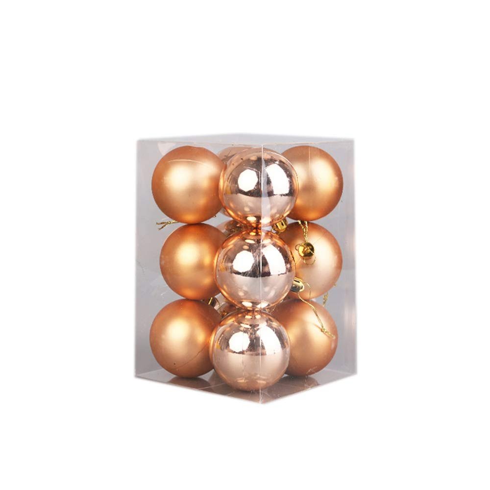 12 PCS Christmas Tree Balls Decorations Christmas Balls Ornaments Holiday Ornaments Balls Christmas Tree Hanging Balls for Wedding Party Decoration (3-8CM) (Light Orange(6CM))