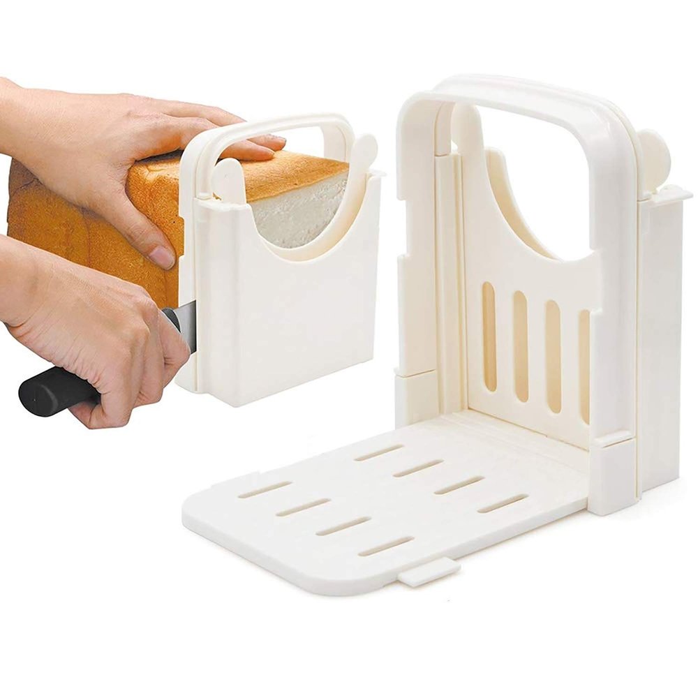 HYAM Bread Slicer, Adjustable Bread/Roast/Loaf Slicer Cutter,Folding Bread Toast Slicer Bagel Loaf Slicer Sandwich Maker Toast Slicing Machine with 5 Slice Thicknesses