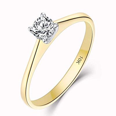 Bansriracha 10K Yellow &White Gold 100% Natural Moissanite D Gemstone Rings for Women Wedding Engagement Bride Gifts Fine Jewelry (8)