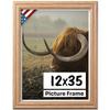 US Art Oak 12x35 Picture Frame .75" Inch Wide - Faux Oak Decor Handmade Solid Wood Frames with Preinstalled Hangers and UV Blocking Plexiglass 35x12 Frame view 1