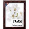 US Art Cherry 17x34 Picture Frame .75" Inch Wide - Cherry Wall Decor Handmade Solid Wood Frames with Preinstalled Hangers and UV Blocking Plexiglass 34x17 Frame view 1