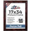 US Art Cherry 17x34 Picture Frame .75" Inch Wide - Cherry Wall Decor Handmade Solid Wood Frames with Preinstalled Hangers and UV Blocking Plexiglass 34x17 Frame view 2
