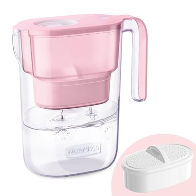 Waterdrop PT-05P Water Filter Pitcher, 7-Cup Capacity, NSF Certified, 5X Longer Filter Life, Up to 200 Gallons, for Fridge, Countertop, and Gift Giving, Reduces PFOA/PFOS, Chlorine, Pink
