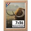 US Art Oak 7x36 Picture Frame .75" Inch Wide - Faux Oak Decor Handmade Solid Wood Frames with Preinstalled Hangers and UV Blocking Plexiglass 36x7 Frame view 1