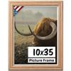US Art Oak 10x35 Picture Frame .75" Inch Wide - Faux Oak Decor Handmade Solid Wood Frames with Preinstalled Hangers and UV Blocking Plexiglass 35x10 Frame view 1