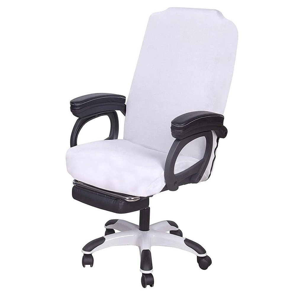 SARAFLORA Office Chair Cover- Large, White- Removable Computer Chair Cover for Office Chair with Zipper for Universal Rotating Chair Desk Chair Cover High Back Chair Seat Washable Protector for Pets
