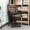 Amazon Basics Classic Puresoft PU Padded Mid-Back Office Chair with Armrest, Height Adjustable, Wheels, 25.75"D x 24.25"W x 42.25"H, Brown view 2