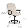 Amazon Basics Classic Puresoft PU Padded Mid-Back Height Adjustable Office Computer Desk Chair with Armrest, 26"D x 23.75"W x 42"H, Cream view 3