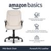 Amazon Basics Classic Puresoft PU Padded Mid-Back Height Adjustable Office Computer Desk Chair with Armrest, 26"D x 23.75"W x 42"H, Cream view 4