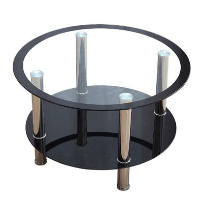 Coffee Tables WFF Transparent Glass, Metal Storage Table, Sofa Table, Bedside Table, Nesting Table, Oval 90x90x55cm