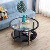Coffee Tables WFF Transparent Glass, Metal Storage Table, Sofa Table, Bedside Table, Nesting Table, Oval 90x90x55cm view 2