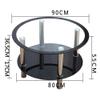 Coffee Tables WFF Transparent Glass, Metal Storage Table, Sofa Table, Bedside Table, Nesting Table, Oval 90x90x55cm view 3