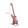 Hztyyier Red Wooden Miniature Bass Guitar with Stand, Musical Instrument Model for Home Decoration view 2