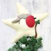 NOVICA Artisan Handmade Wool Felt Tree Topper Starshaped from India Ivory Holiday Decor Ornaments Christmas Animal Themed Bird [8.75in H x 11.5in W x 2.8in D] ' Robin Star' view 2