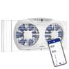 Lasko W09560 Bluetooth Enabled Twin 9-Inch Window Fan with Independent Electrically Reversible Intake & Exhaust Motors with Thermostat and Timer for Bedroom Indoor Home Use, White view 1