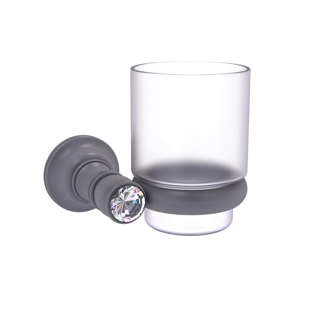 Allied Brass Carolina Crystal Collection Wall Mounted Tumbler Toothbrush Holder, Matte Gray