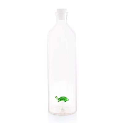 Balvi Atlantis Turtle Glass Water Bottle with Green Turtle Figure Inside, Borosilicate Glass, 1.2L Capacity, Dishwasher Safe, Ideal for Home or Office Use  Botella Atlantis Tortuga