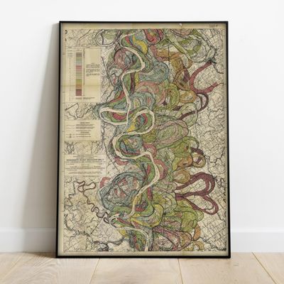Sheet 7-1944 Mississippi River Map - River House Decor Wall Art Gifts - Harold Fisk Ancient River Meander Alluvial Valley Poster Mississipi Mississ Missipi 23x33 inches Unframed.