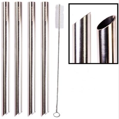 4 POINT END BOBA Straw Stainless Steel Extra Wide 1/2" x 9.5" Long Tapioca Pearl Bubble Tea Thick FAT - CocoStraw Brand