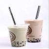 4 POINT END BOBA Straw Stainless Steel Extra Wide 1/2" x 9.5" Long Tapioca Pearl Bubble Tea Thick FAT - CocoStraw Brand view 2