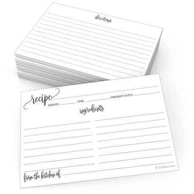 321Done Recipe Cards - Set of 50 Large Double-Sided Thick 4x6 Modern Recipe Cards, Minimalist Design for Bridal Shower & Wedding Gift, Made in USA