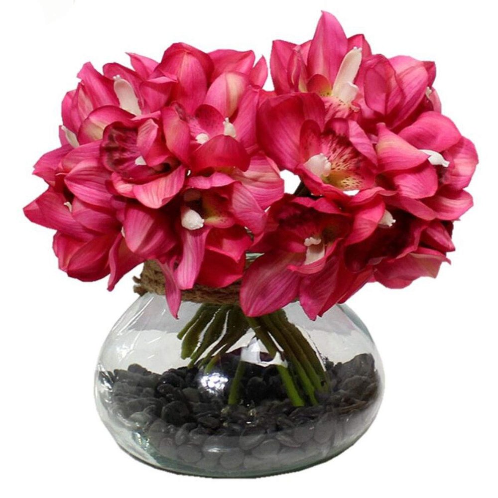 Lily Garden 24 Stems Real Touch Cymbidiums Orchid Bundle (Magenta)