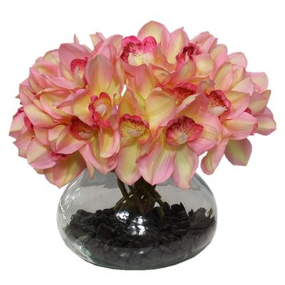 Lily Garden 24 Stems Real Touch Cymbidiums Orchid Bundle (Pink)