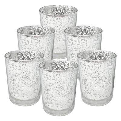 6Pcs Mercury Glass Votive Candle Holder with Speckle Adds The Perfect Ambience for Weddings Birthday Anniversary